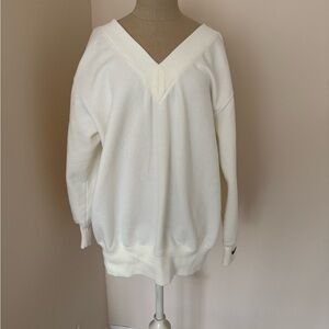 Nike White V-Neck Sweatshirt